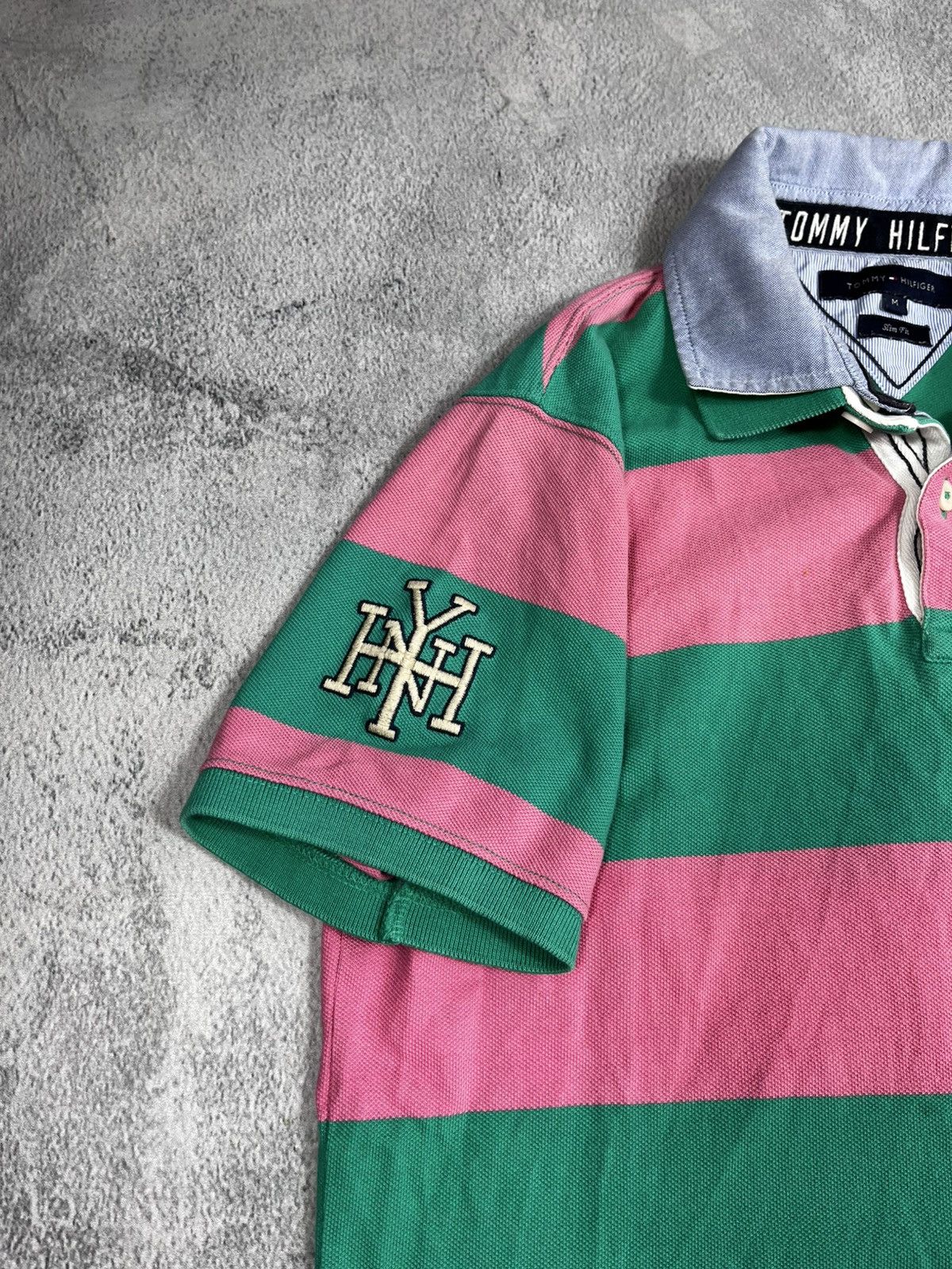Tommy Hilfiger Vintage Y2K Tommy Hilfiger NY big logo striped 1/4 polo tee Size US M / EU 48-50 / 2 - 2 Thumbnail