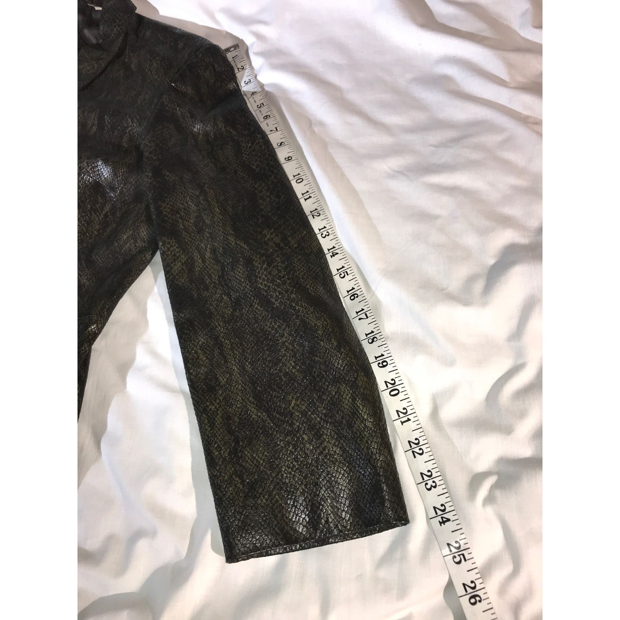 Vintage Preston & York Women's Green Snakeskin Print Leather Jacket Size L / US 10 / IT 46 - 9 Thumbnail