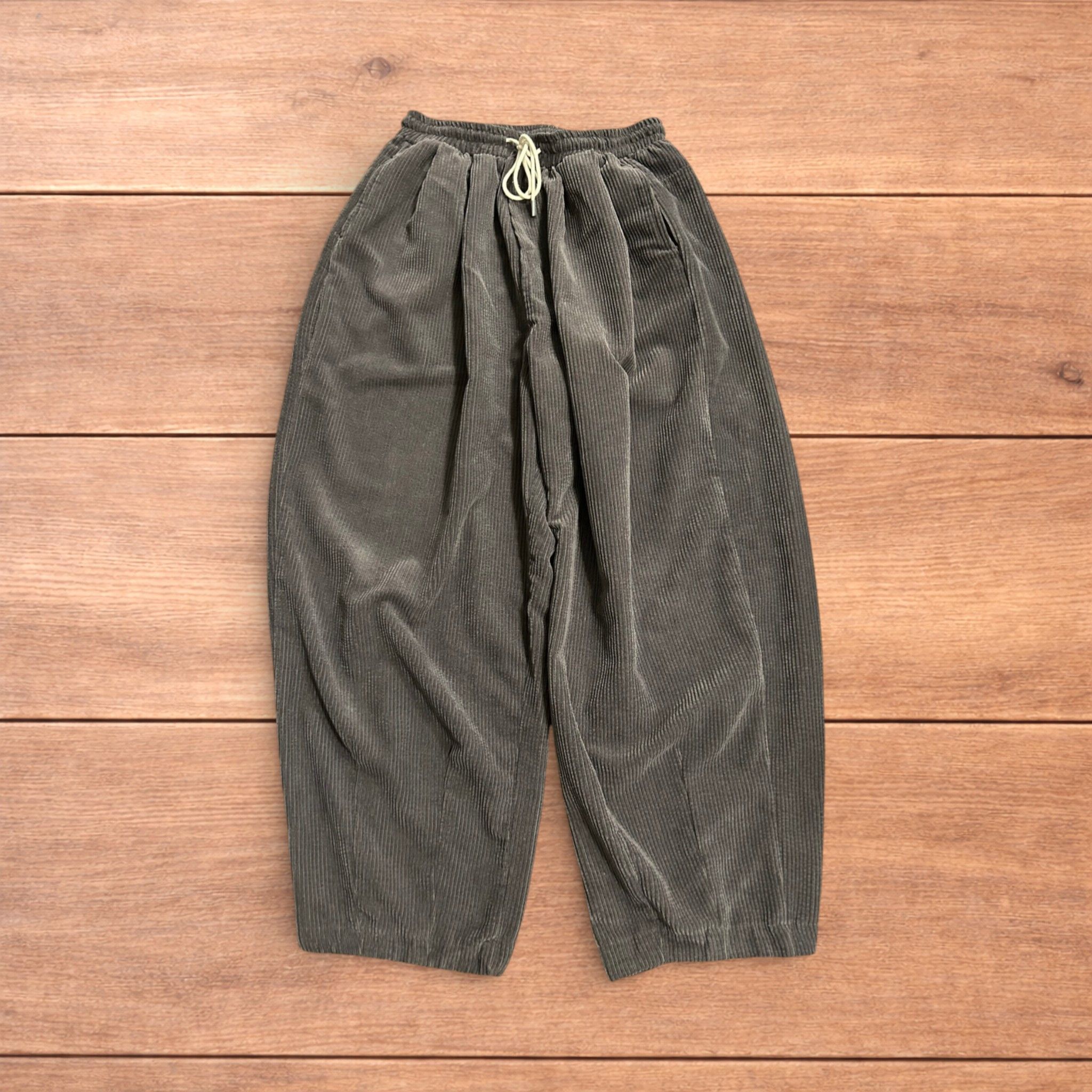 Japanese Brand Super baggy wide leg skater corduroy trousers in grey. Size US 34 / EU 50 - 1 Thumbnail