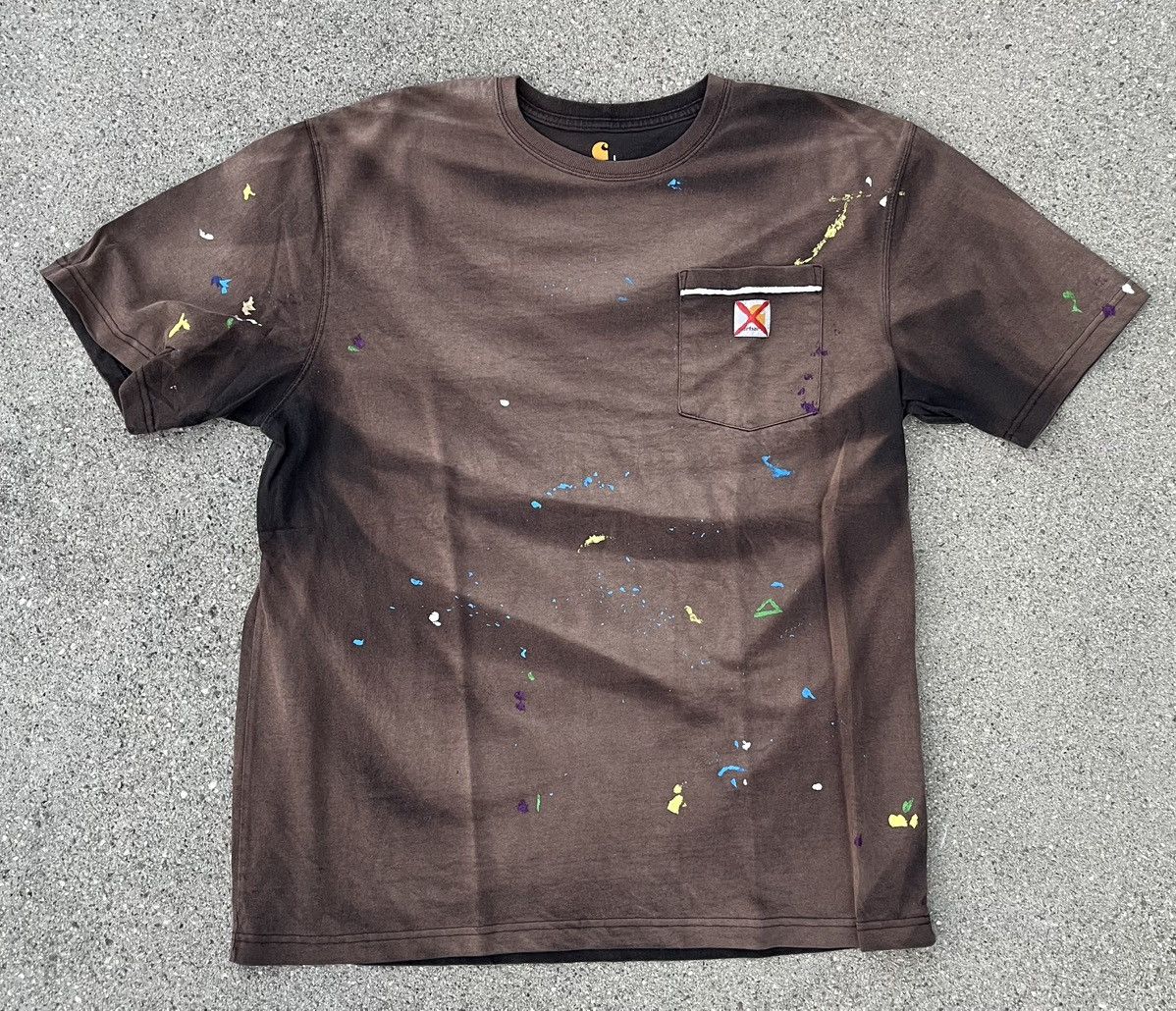 Carhartt Custom Carhartt T-Shirt Sun Fade Thrashed Distressed Pocket Size US L / EU 52-54 / 3 - 1 Thumbnail