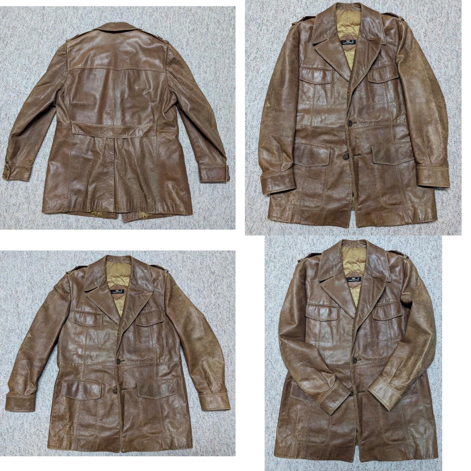 Vintage VINTAGE Cortefiel leather 44 brown PATINA overcoat jacket NORFOLK belted Size US L / EU 52-54 / 3 - 8 Thumbnail