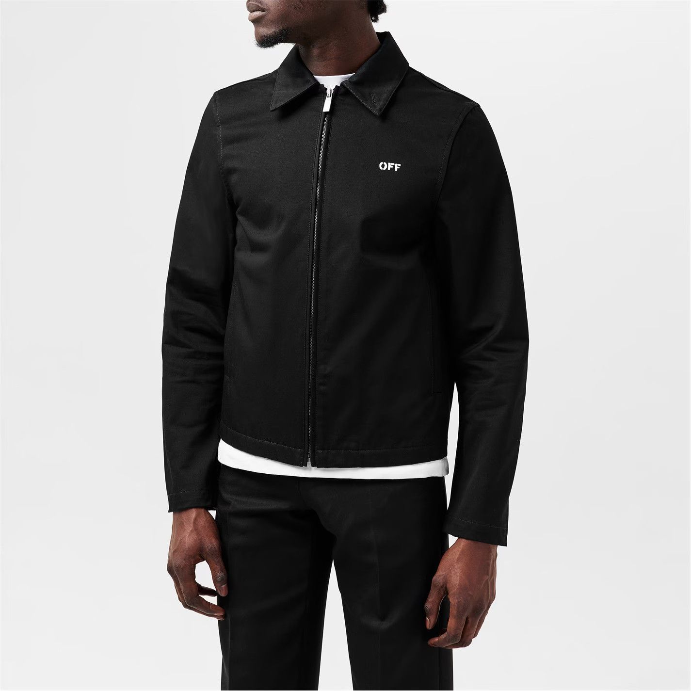 o1g2r1mq0326 Arrow Long Sleeve Zip Overshirt in Black
