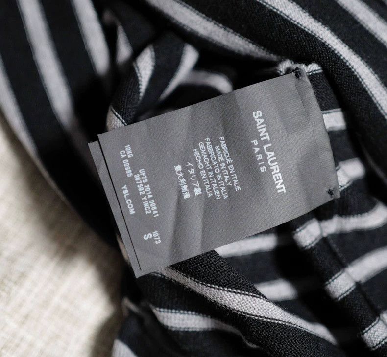 Saint Laurent Paris Saint Laurent Paris Black and gray striped worsted wool tu Size S / US 4 / IT 40 - 4 Thumbnail