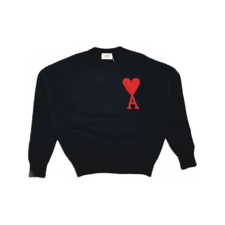 AMI AMIPARIS Black Heart Logo Wool Sweater -2507 Size US M / EU 48-50 / 2 - 2 Thumbnail