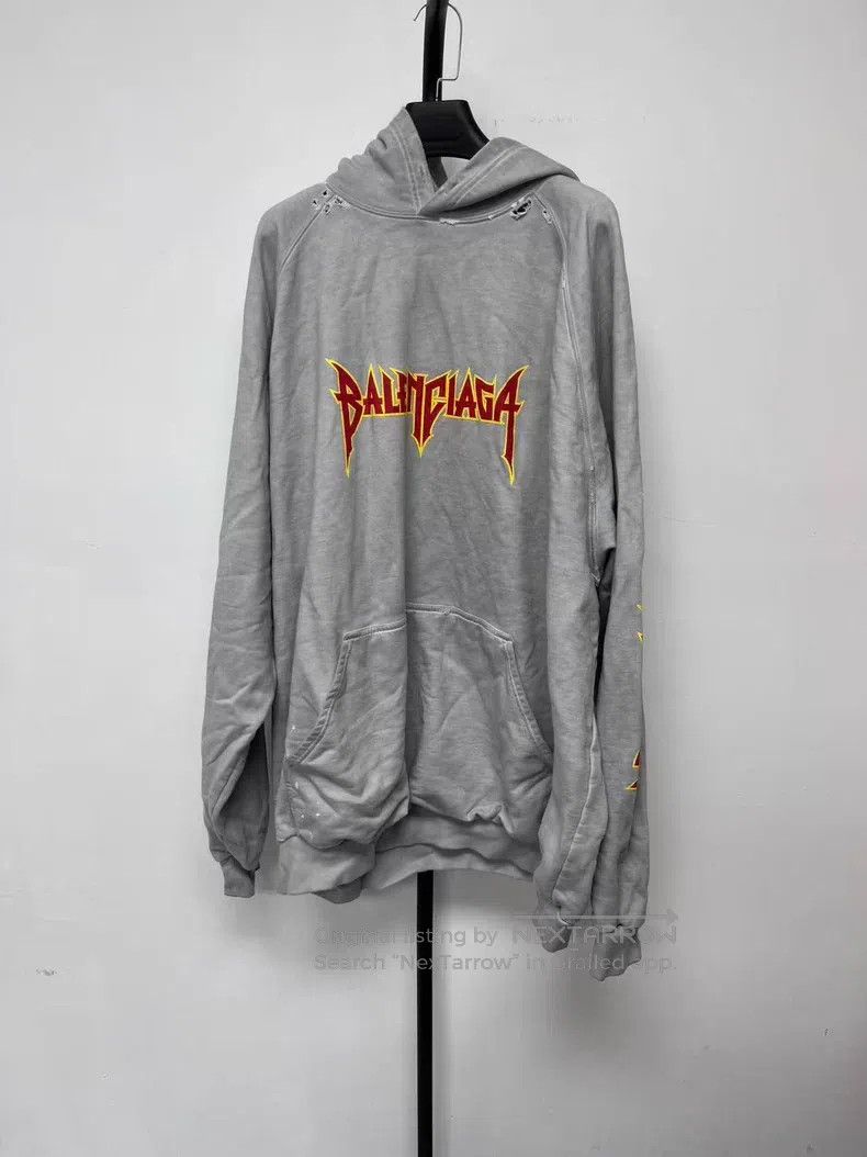 Balenciaga Balenciaga Logo Printed Hooded Long Sleeve Sweatshirt Size US XL / EU 56 / 4 - 1 Thumbnail