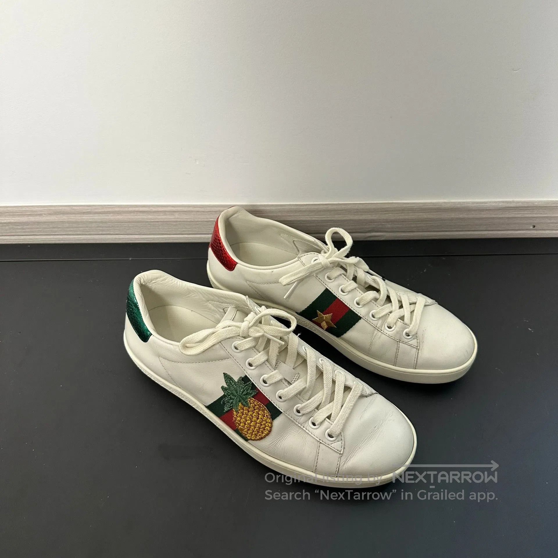 Gucci gucci pineapple embroidery white sneakers size 37.5. Size US 7.5 / IT 37.5 - 1 Thumbnail