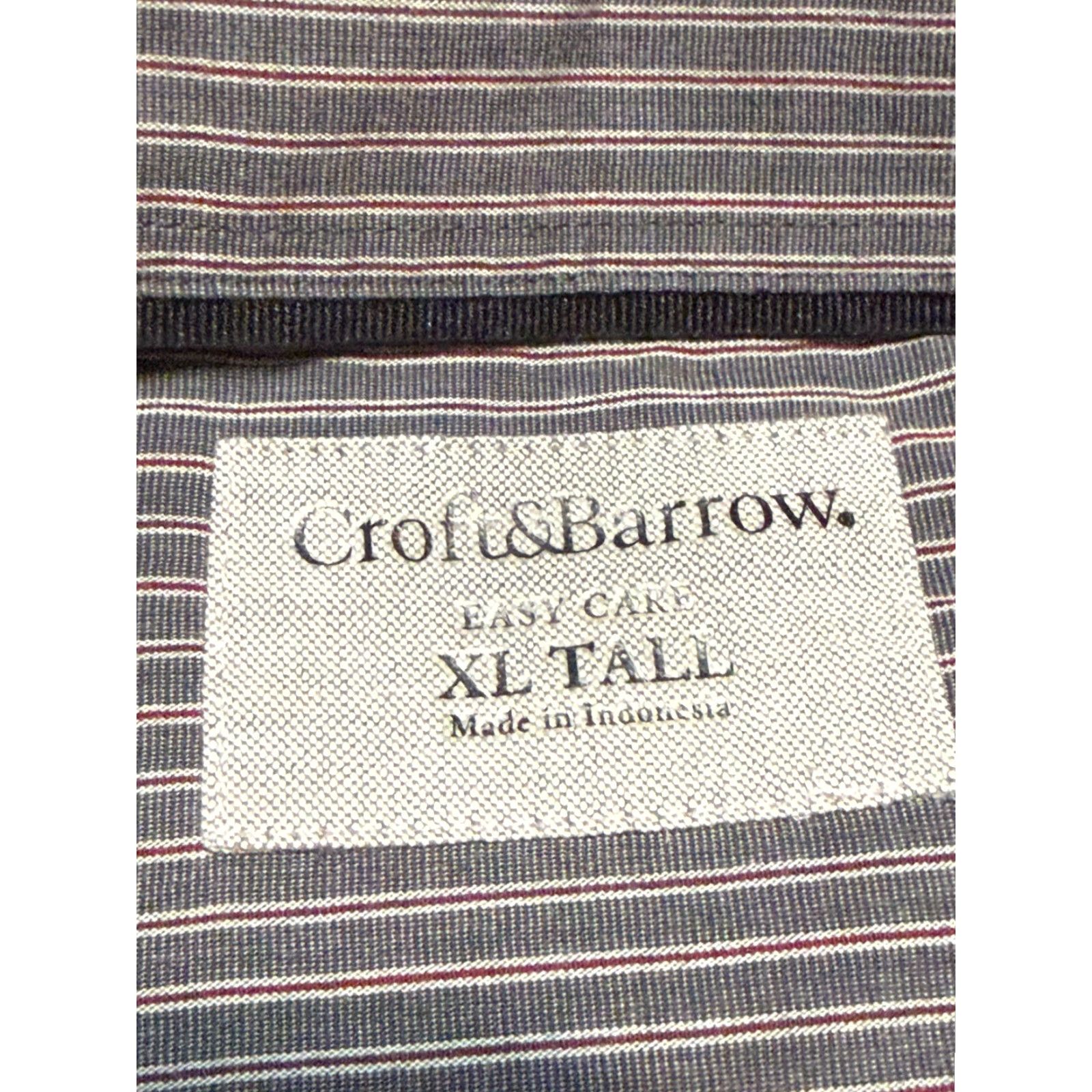Croft & Barrow Croft & Barrow Shirt Mens XL Tall Striped Grey Red White Long Sleeve Button Up Size US XL / EU 56 / 4 - 5 Thumbnail