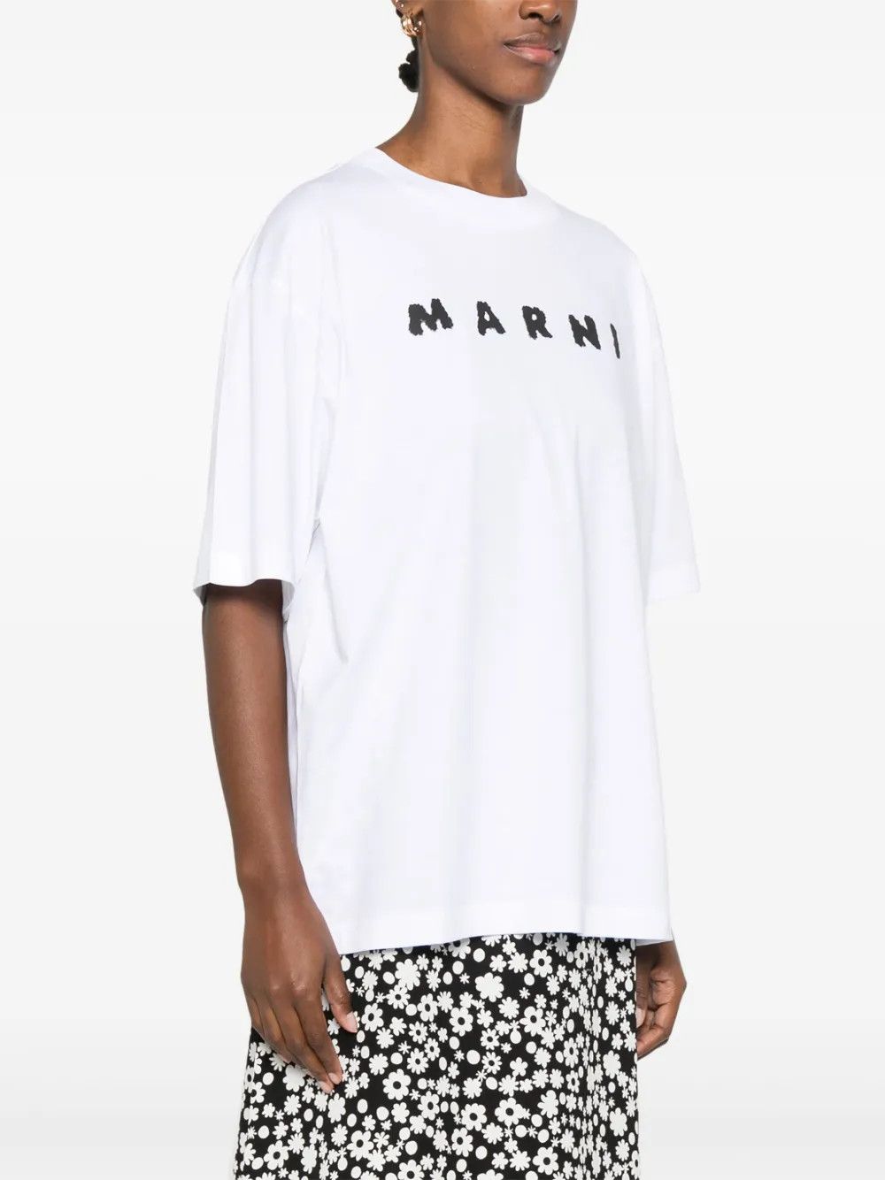 Marni o1w1db10426 Logo-Print T-Shirt in White Size L / US 10 / IT 46 - 4 Thumbnail