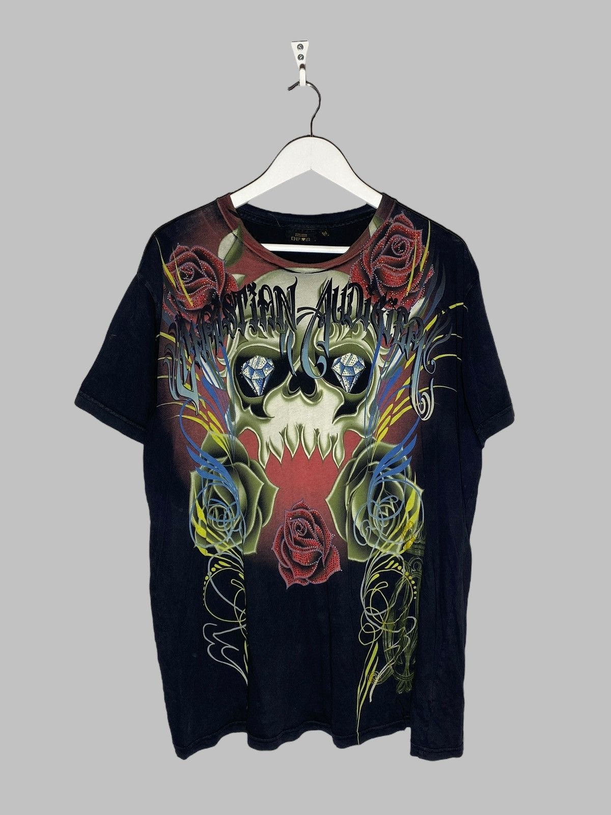 Christian Audigier 🔥 Y2K CHRISTIAN AUDIGIER SKULL ROSES TATTOO TEE GOTHIC VIBES Size US XL / EU 56 / 4 - 1 Thumbnail