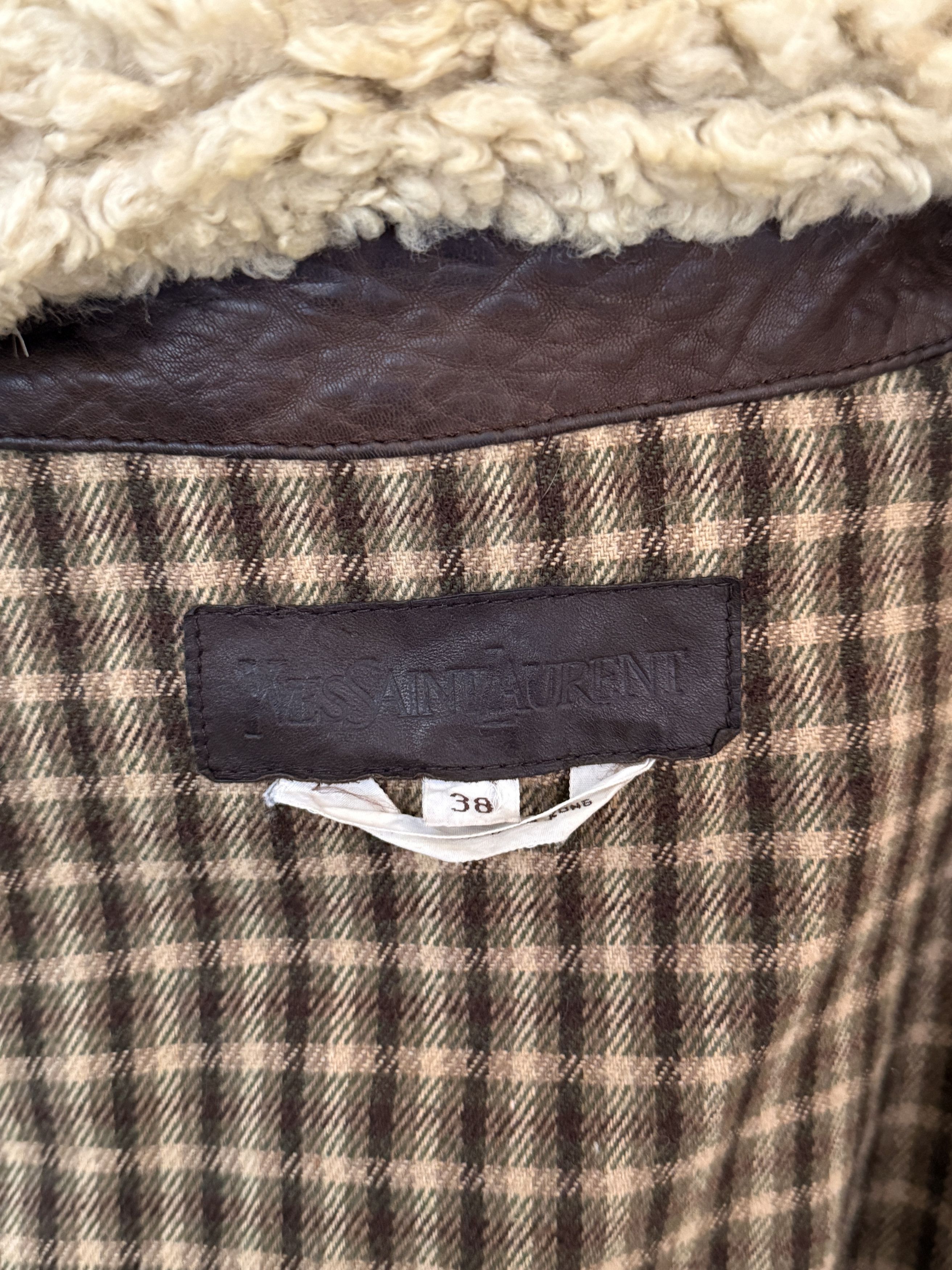 Yves Saint Laurent Vintage YSL Leather Shearling Aviator Bomber Jacket 70s/80s Size US M / EU 48-50 / 2 - 5 Thumbnail