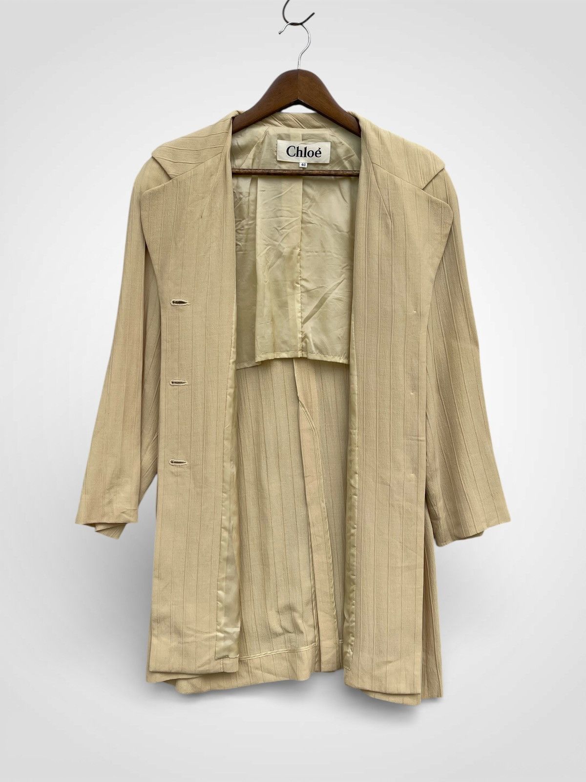 Chloe Chloe Women's Beige Striped Jacket Size M / US 6-8 / IT 42-44 - 4 Thumbnail