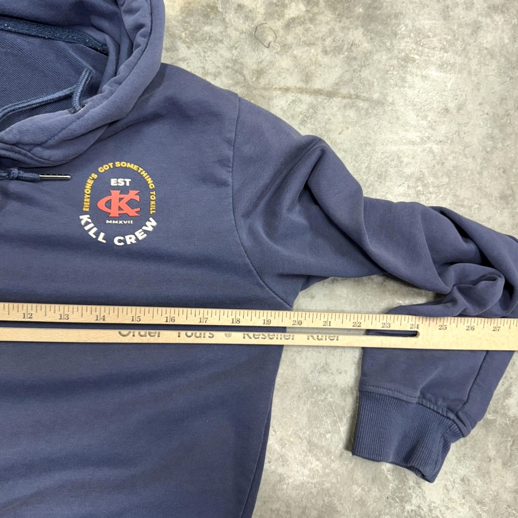 Vintage Kill Crew Hoodie Mens Medium Blue Graphic Print Pullover Sweatshirt Back Graphic Front Logo Pockets Gym & Training Sports Jersey Size US M / EU 48-50 / 2 - 6 Thumbnail
