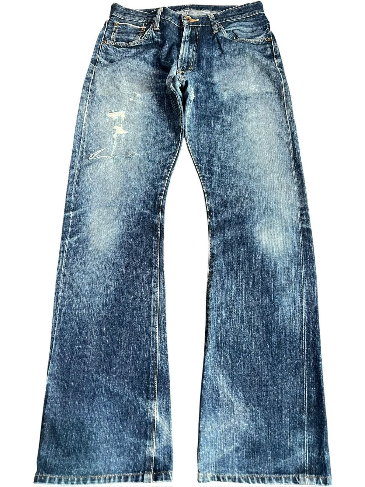 Edwin Vintage Edwin 505 Selvedge Distress Flare Jeans Size US 32 / EU 48 - 1 Thumbnail