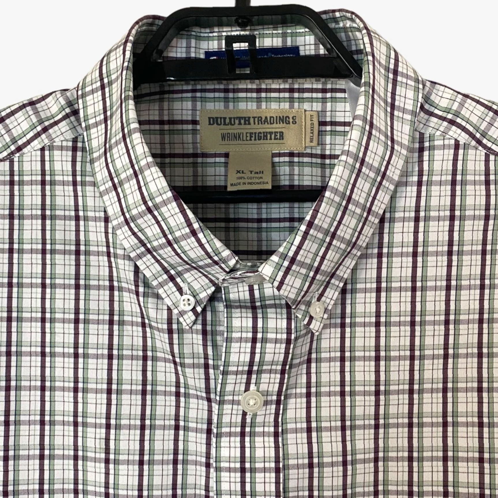 Duluth Trading Company DULUTH TRADING CO. Wrinklefighter Button-Down Shirt Plaid Relaxed Fit White XLT Tall Mens Size US XL / EU 56 / 4 - 5 Thumbnail