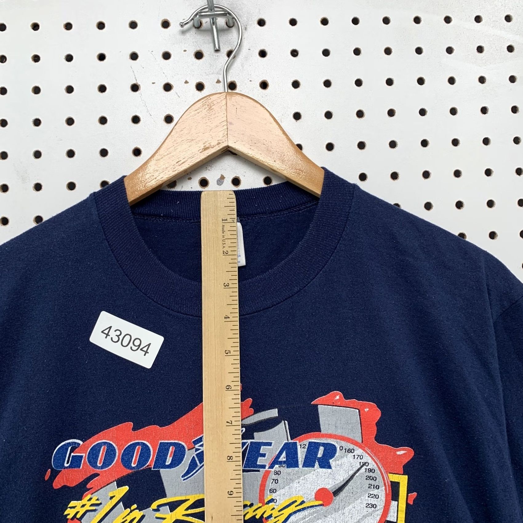 Jerzees VINTAGE Goodyear Racing Graphic Navy Shirt Mens L 80s 80s Shirt Cars Mens Large Navy Cotton T-Shirt Peformance Single Stitch Size US L / EU 52-54 / 3 - 5 Thumbnail