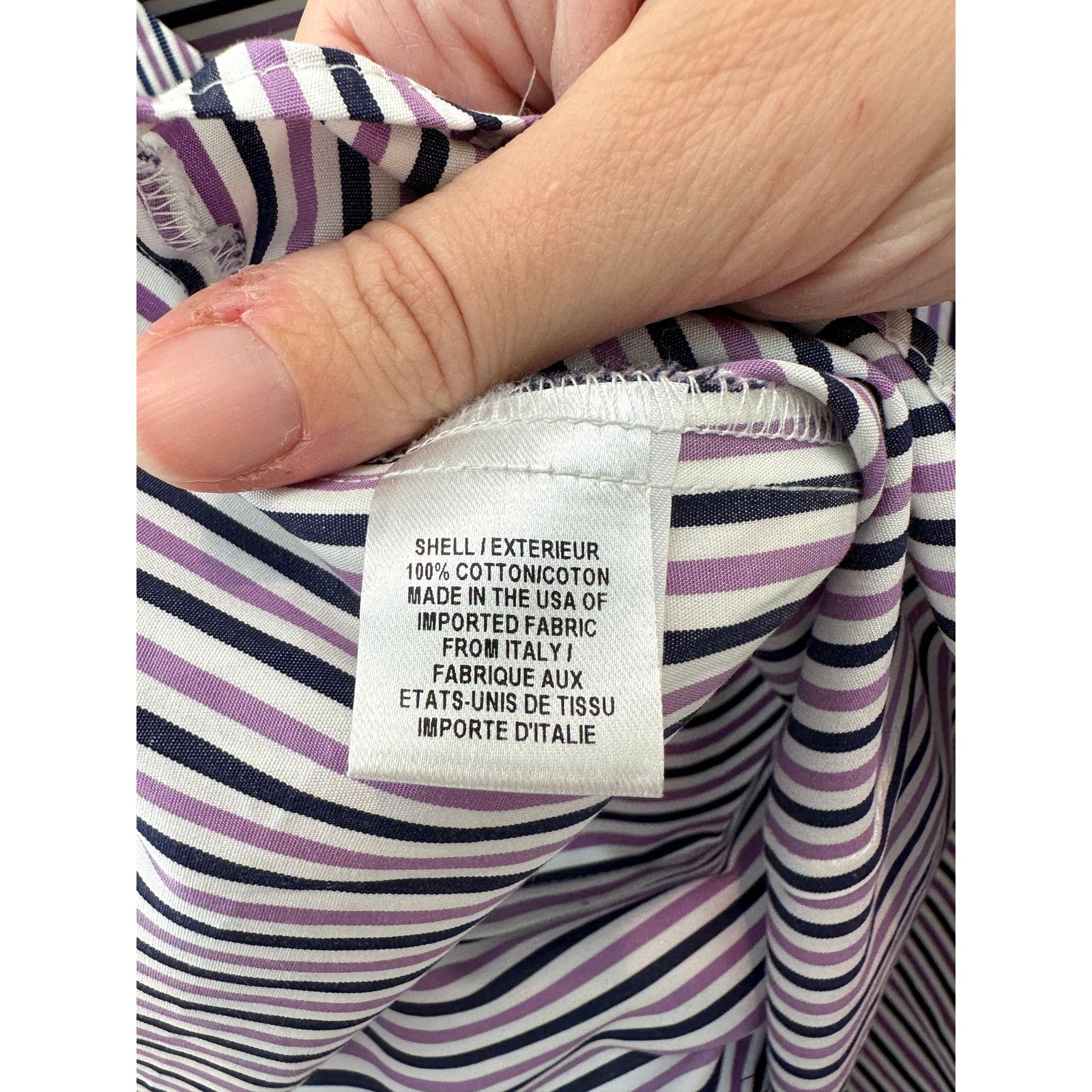 MILLY MILLY Purple Stripe Belle Sleeve Cotton Professional Blouse Size M / US 6-8 / IT 42-44 - 7 Thumbnail
