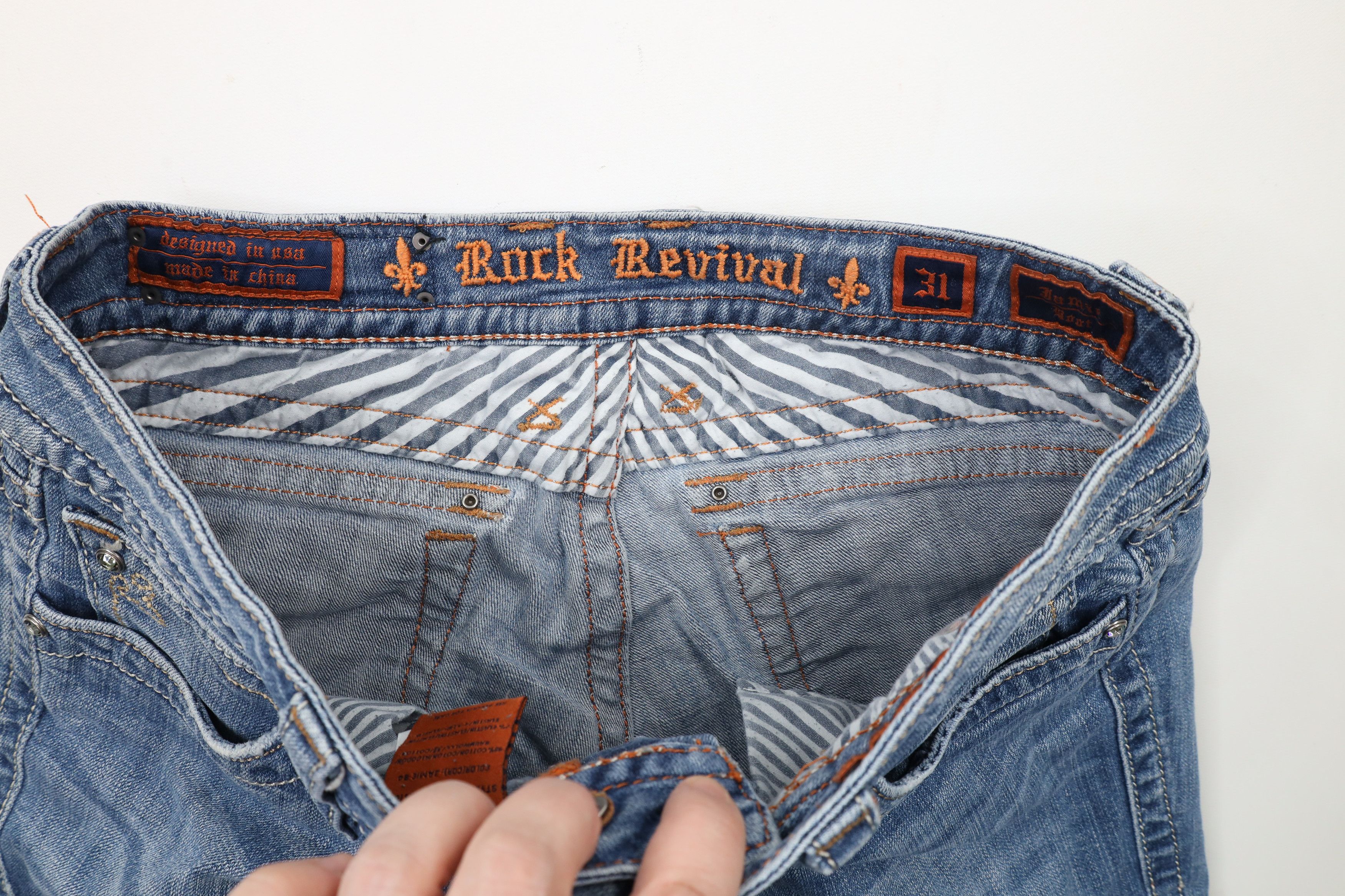 Rock Revival × Vintage Rock Revival Jeweled Jamie Boot Leg Flared Denim Jeans AS IS Size 31" - 8 Thumbnail