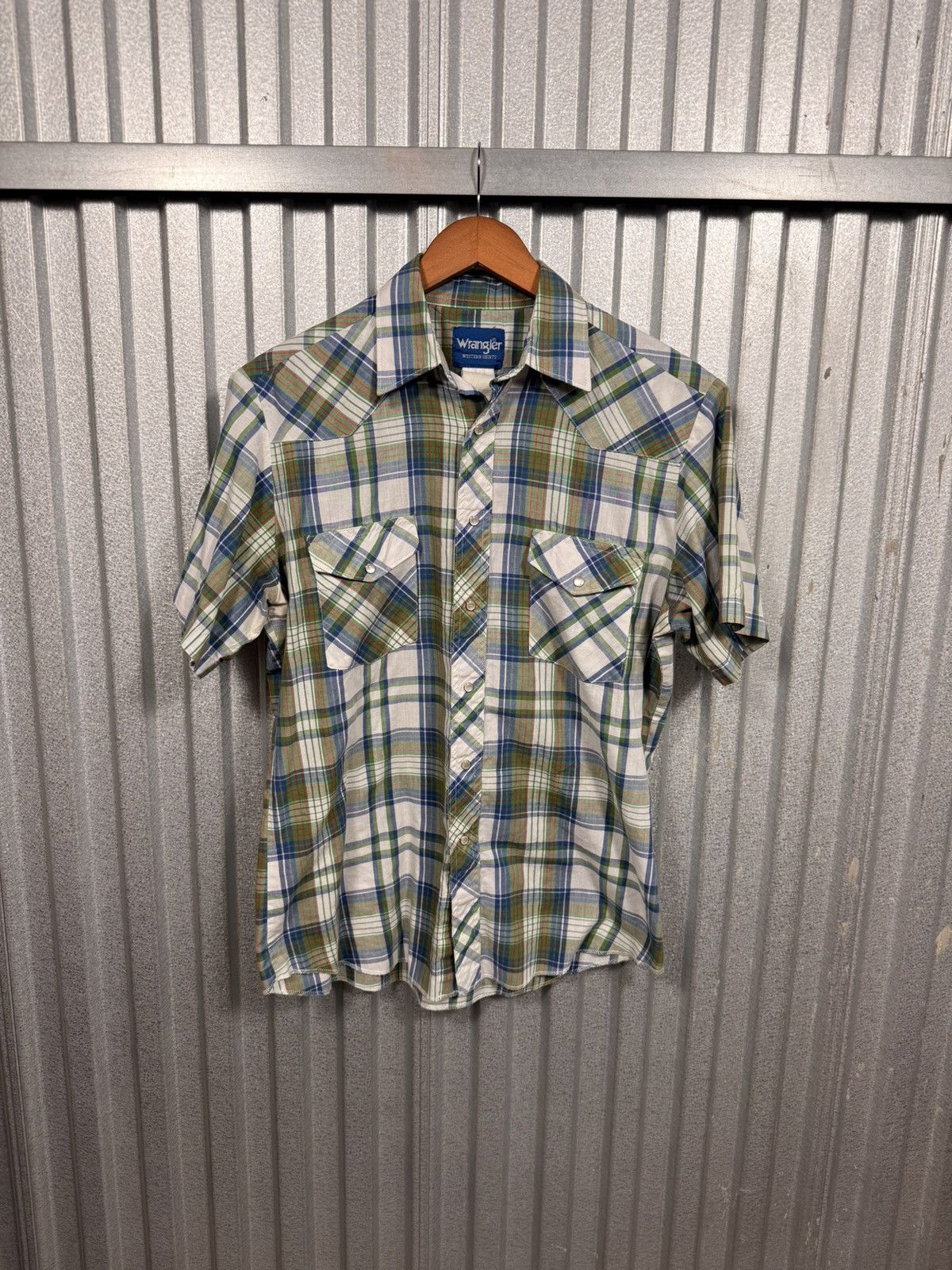 Wrangler Vintage Wrangler Western Pearl Snap Green Plaid Cowboy Shirt Size US L / EU 52-54 / 3 - 1 Thumbnail