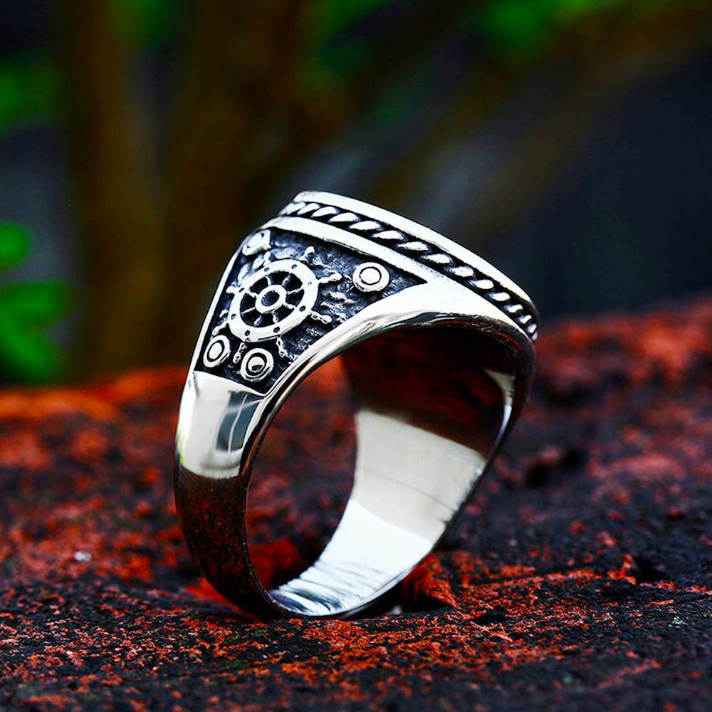 Jewelry × Vintage SIZE 10 Pirate Double Knife Skull Steel Viking Ring Size ONE SIZE - 3 Thumbnail