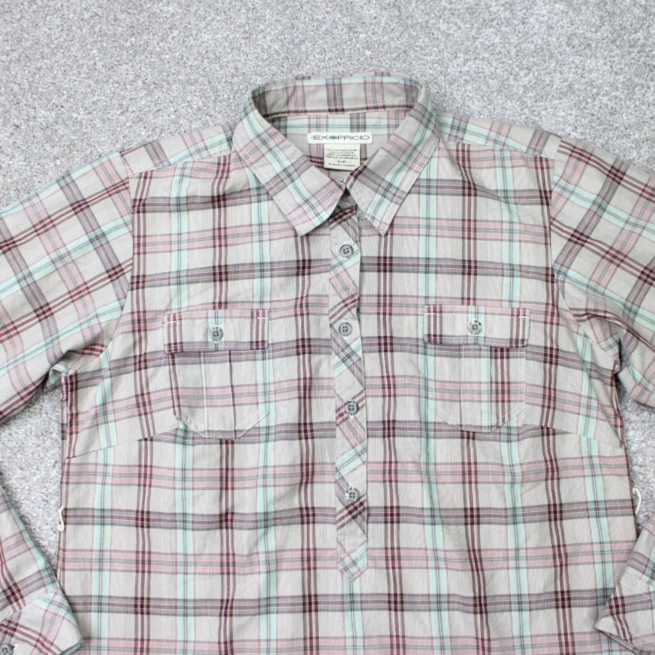 ExOfficio ExOfficio Shirt Womens Small Red/Green/Brown Cotton/Poly Long Sleeve Pullover Shirt Size S / US 4 / IT 40 - 4 Thumbnail