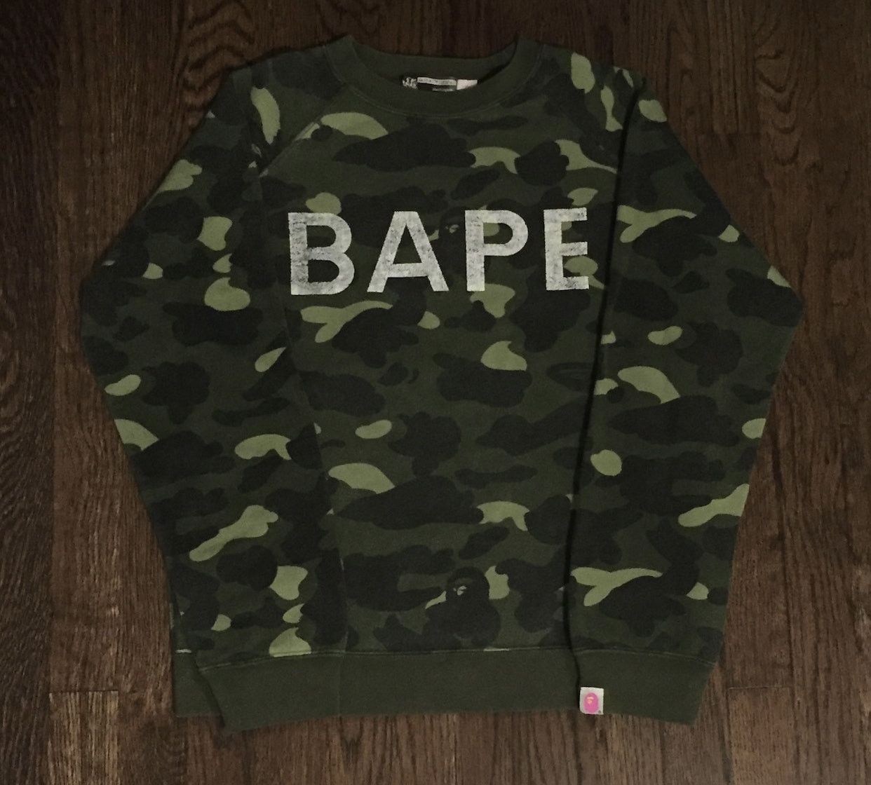 image of Bape Camo Crewneck Sweatshirt in Green, Women's (Size Small)