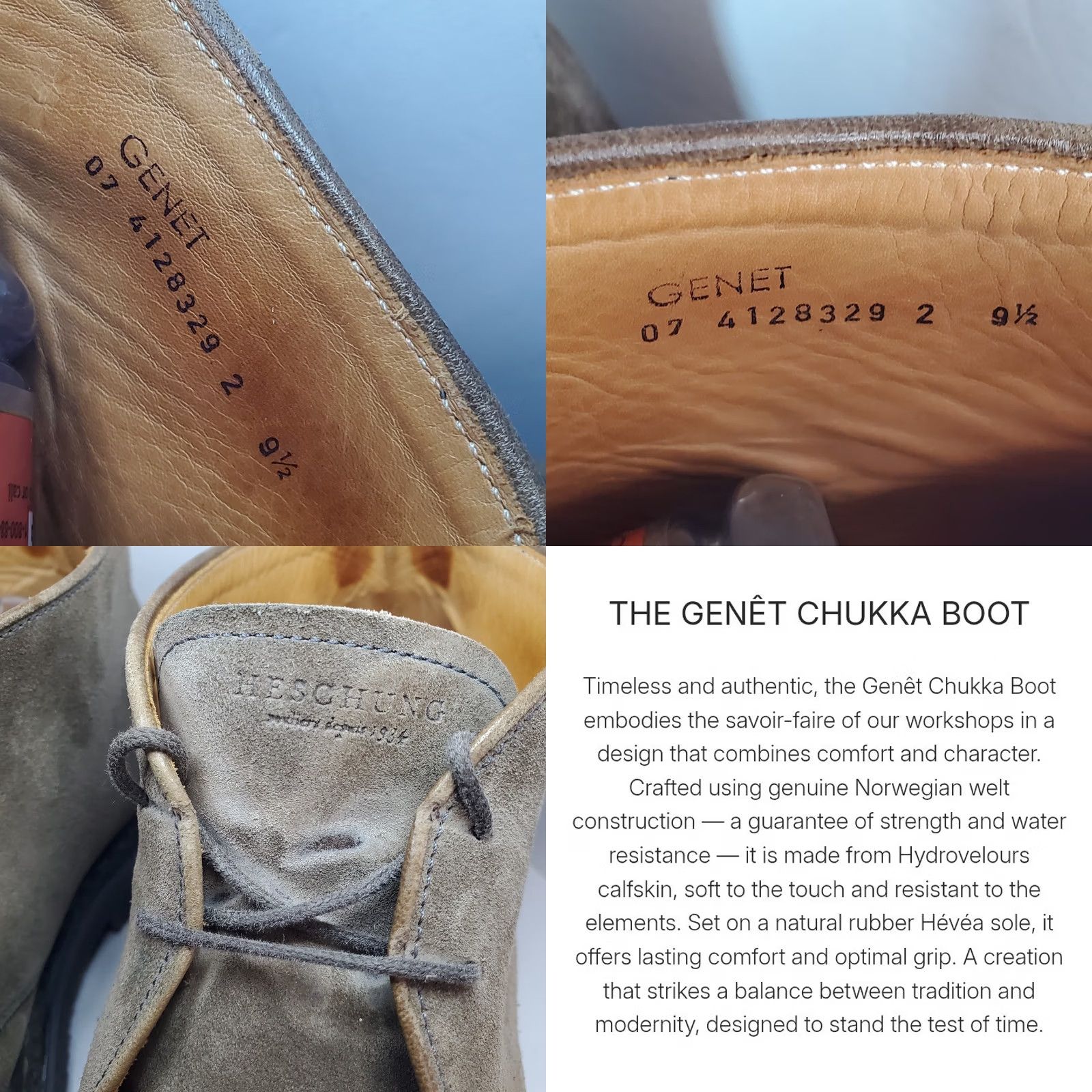 Heschung VINTAGE: No Heschung GENET Chukka Desert Boots Gray Mens US 11 Lace Up Suede Leather Lining Water Resistant 11 Gray Boots Size US 11 / EU 44 - 9 Thumbnail