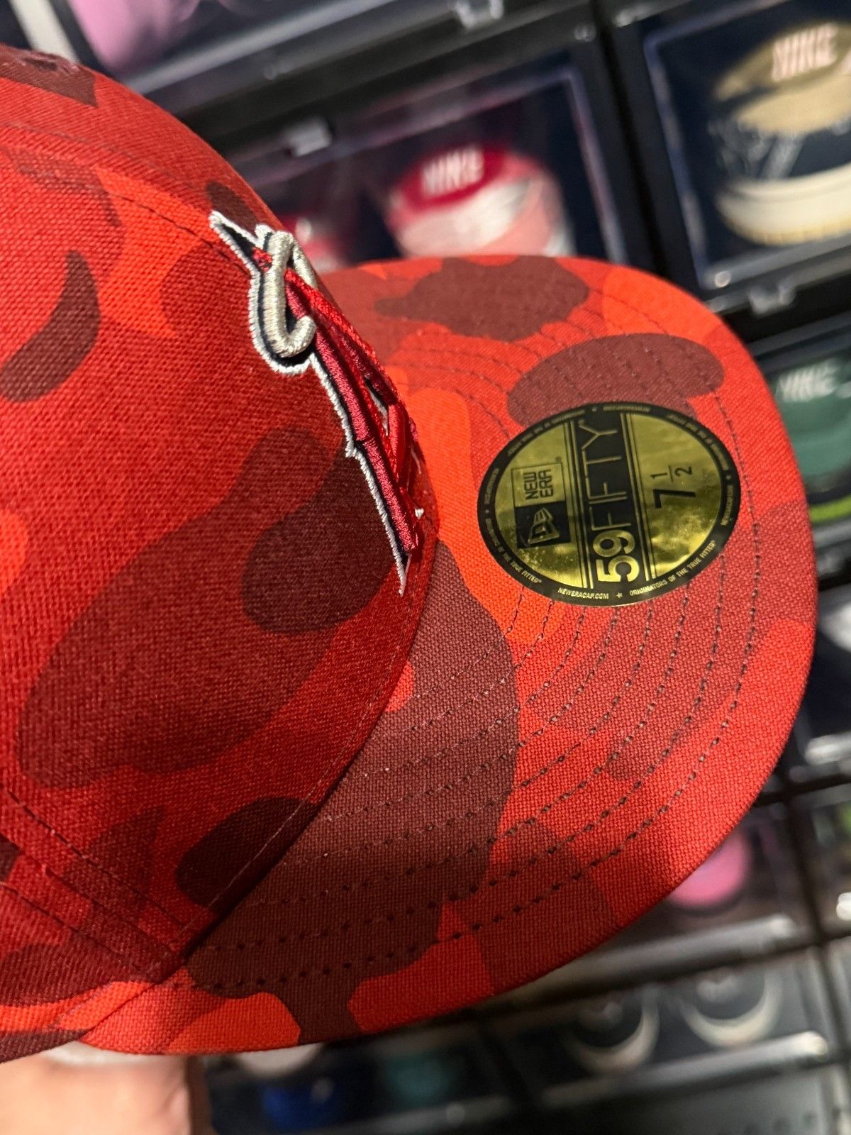 Bape BAPE x MLB New Era 59Fifty Fitted Cap Angels Camo Red 7 1/2 Size ONE SIZE - 6 Thumbnail