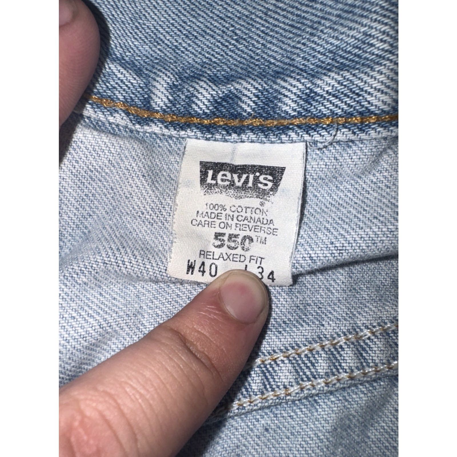 VINTAGE Levi’s 550 Relaxed Fit Jeans Stone Wash Blue 38x34 Made in USA 90s Denim