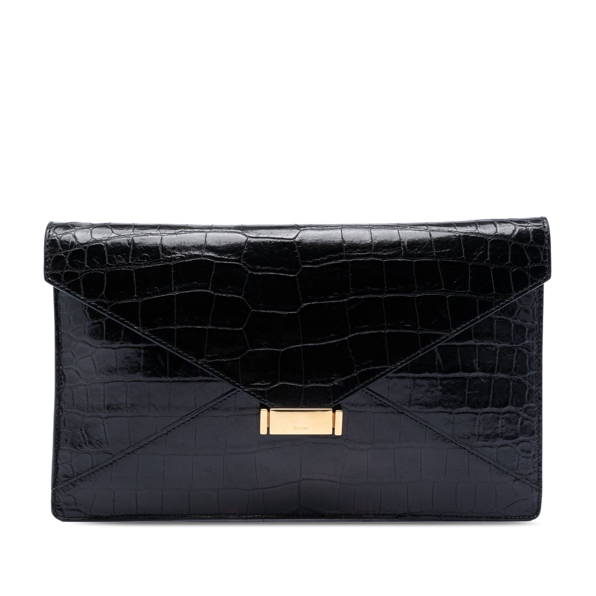 Celine Croc Embossed Leather Envelope Clutch Size ONE SIZE - 1 Thumbnail