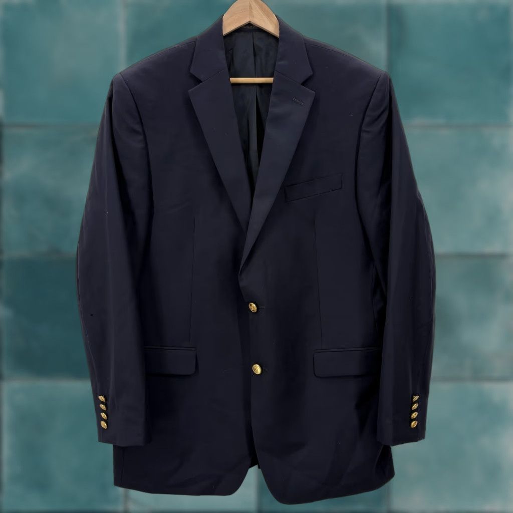 Ralph Lauren Lauren Ralph Lauren Blazer Mens 42L Navy Wool Two-Button Sport Coat Jacket Notch Lapel Size 42R - 1 Thumbnail