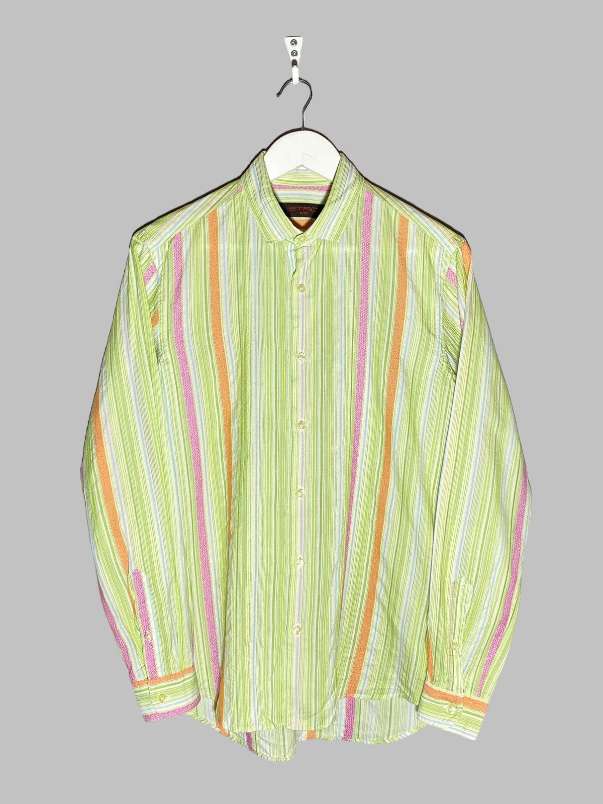 Etro 🔥 ETRO MILANO MULTICOLOR TEXTURED STRIPE PATTERN SHIRT Size US M / EU 48-50 / 2 - 1 Thumbnail