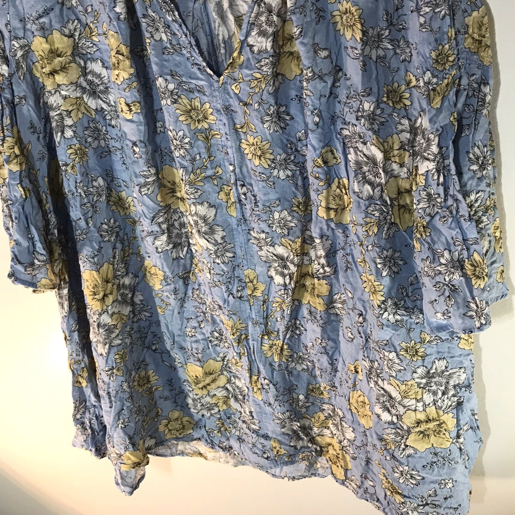 Vintage Umgee Blue Floral 3/4 Peasant Sleeve Oversized At Knee Dress Womens Size L Size L / US 10 / IT 46 - 4 Thumbnail