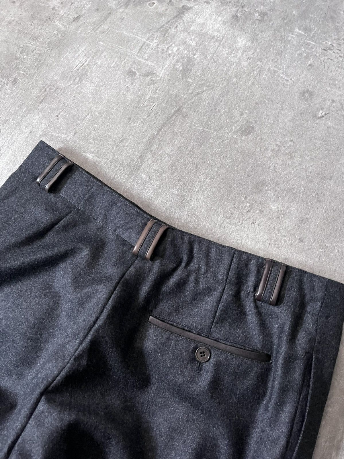 Hermes Hermes wool cashmere gray formal pants leather Size US 30 / EU 46 - 5 Thumbnail
