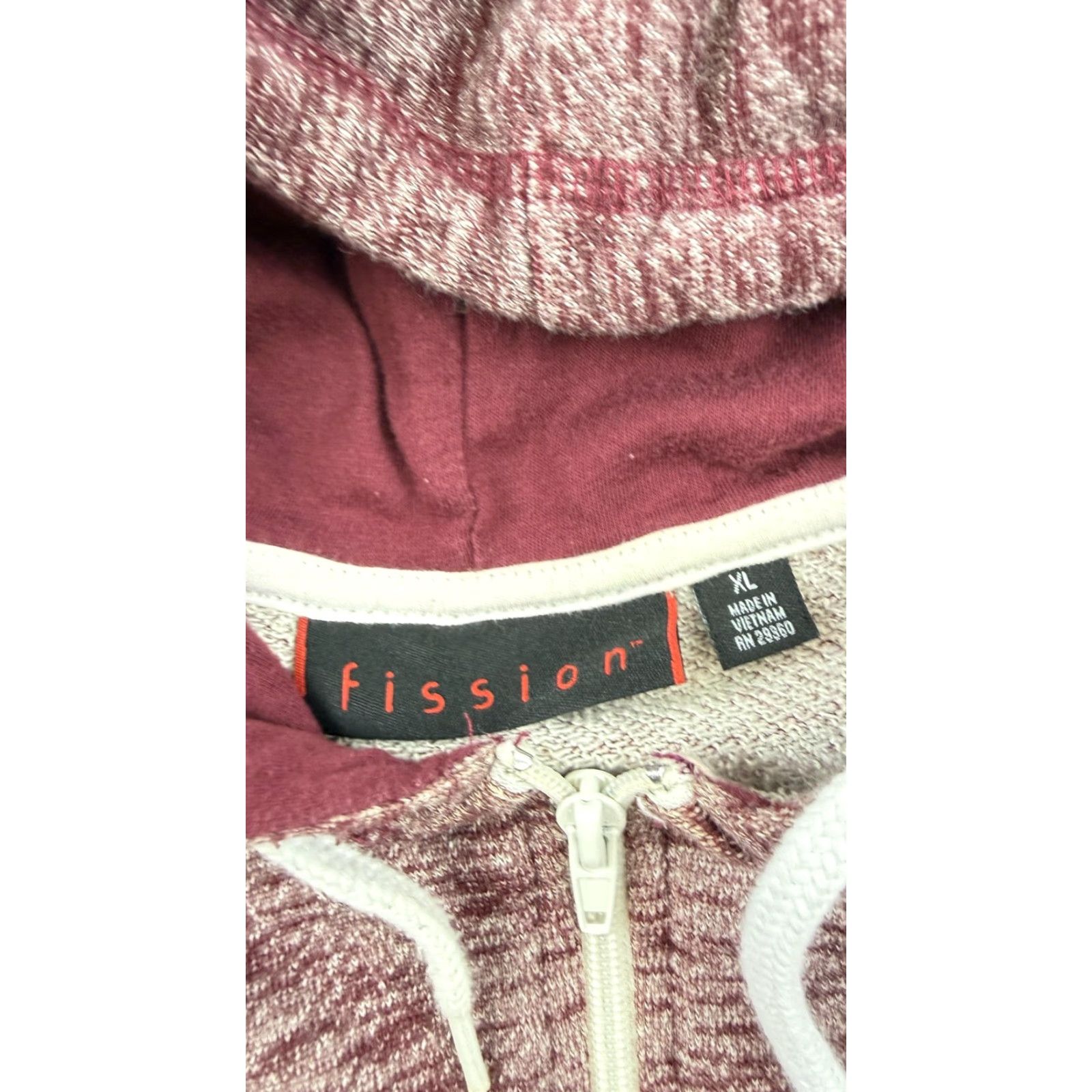 Vintage Fission Hoodie Mens XL Maroon Full Zip Up Sweatshirt Cotton Blend Casual Size US XL / EU 56 / 4 - 4 Thumbnail