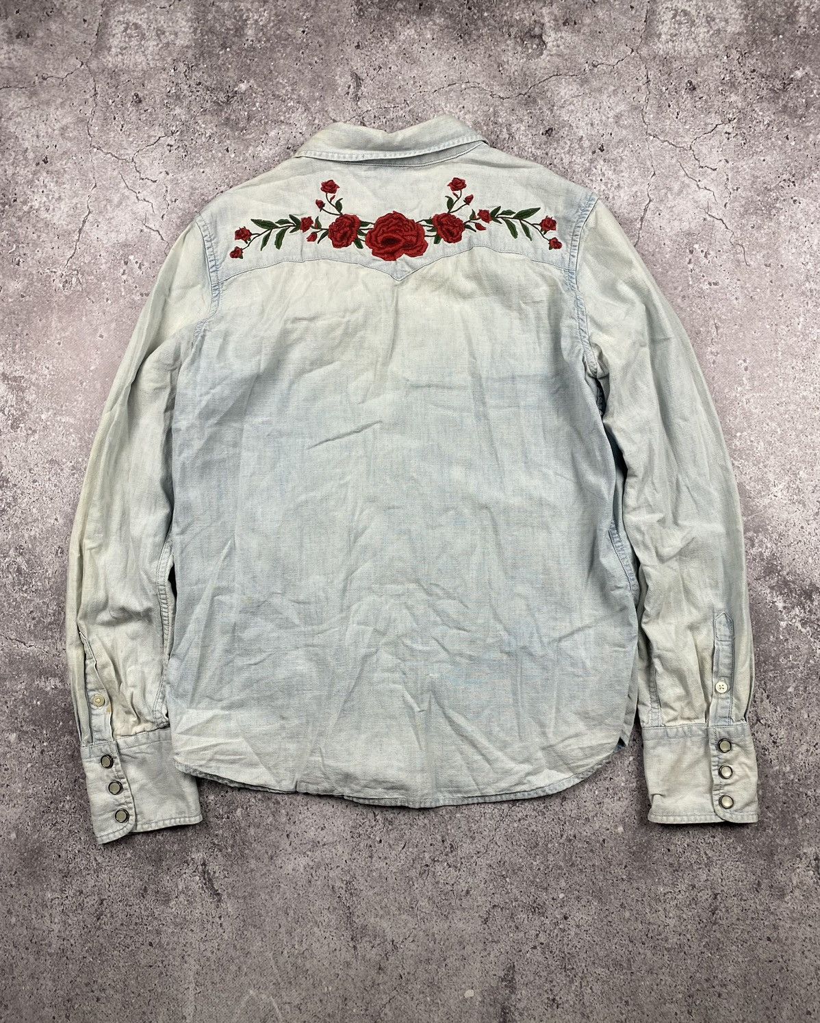 Denim & Supply Ralph Lauren × Polo Ralph Lauren × Vintage Vintage Ralph Lauren Denim Supply roses embroider logo shirt Size US S / EU 44-46 / 1 - 6 Thumbnail