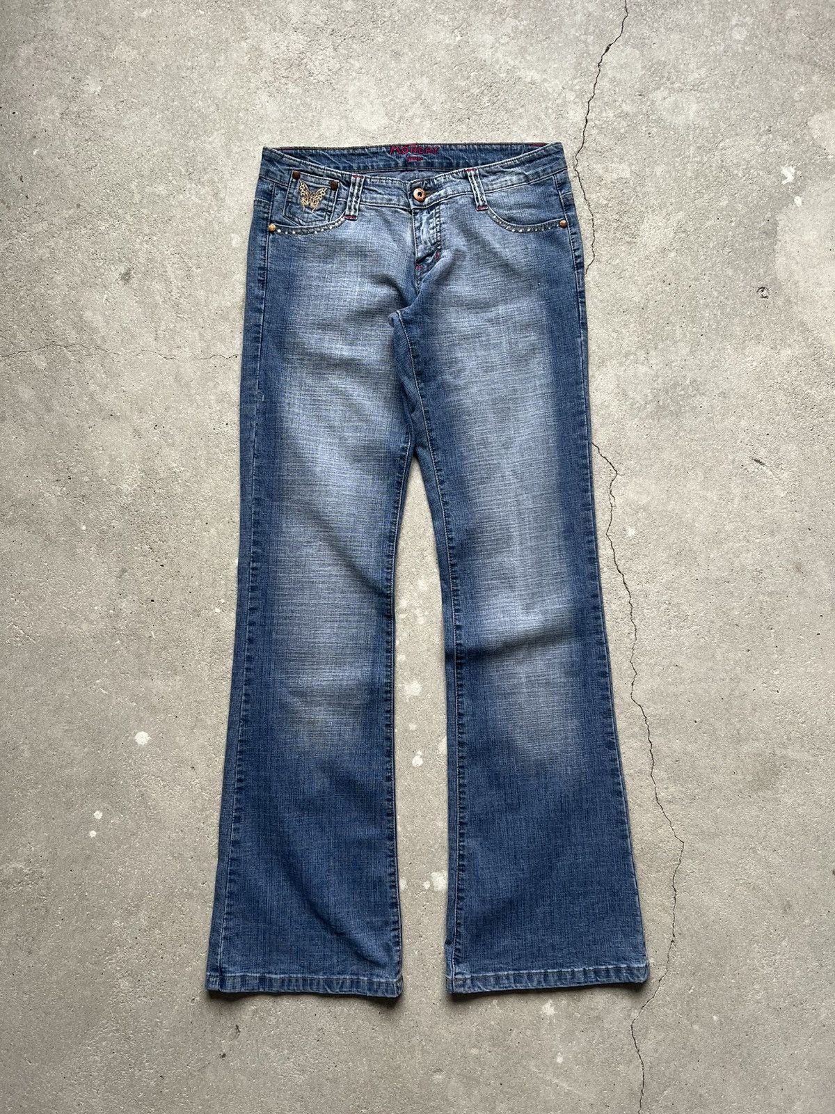 Crazy Y2K flared IfSixWasNine LGB style jeans butterfly