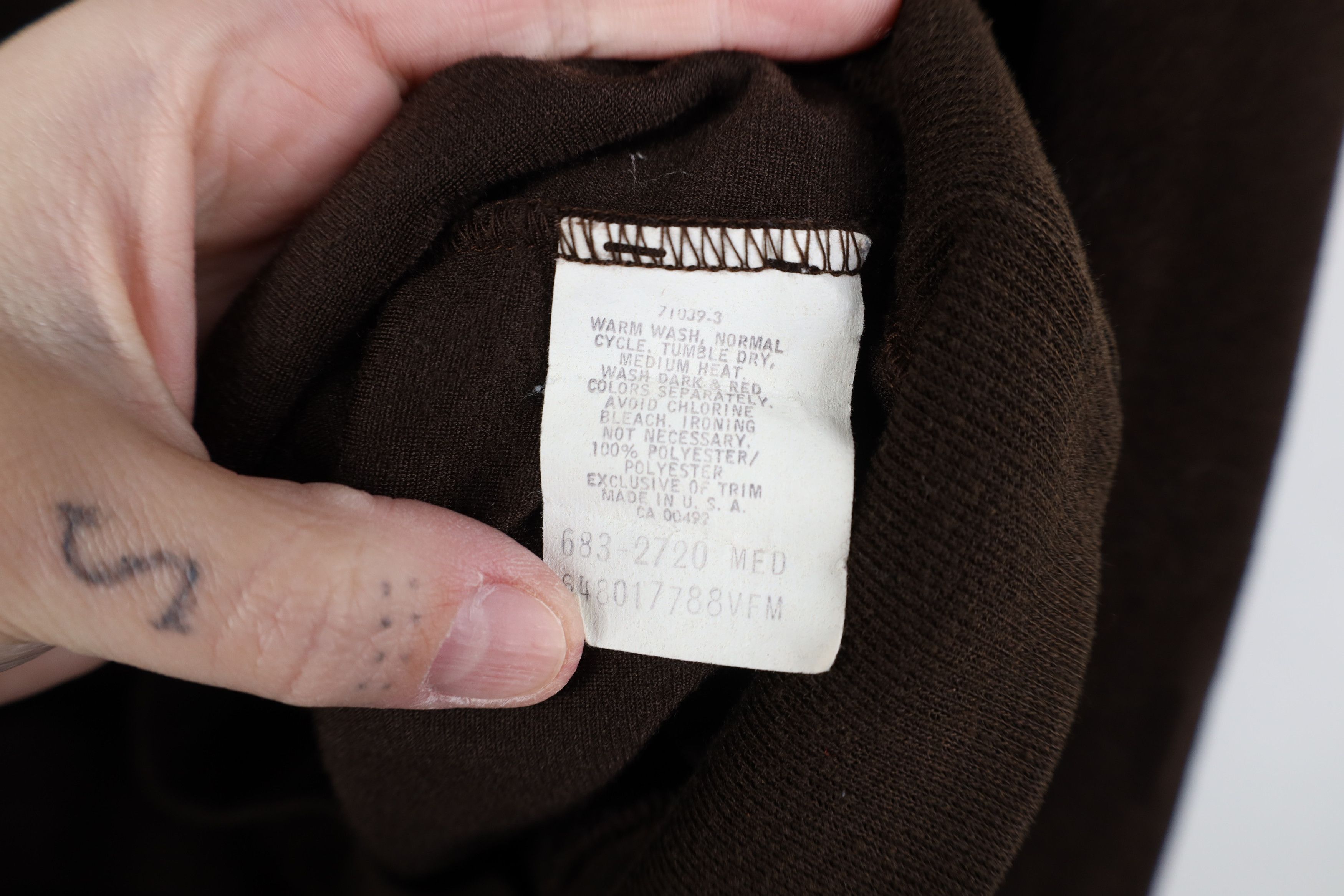 Lee Vintage 70s Lee Blank Velour Fleece V-Neck Sweater Brown USA Size US M / EU 48-50 / 2 - 9 Thumbnail