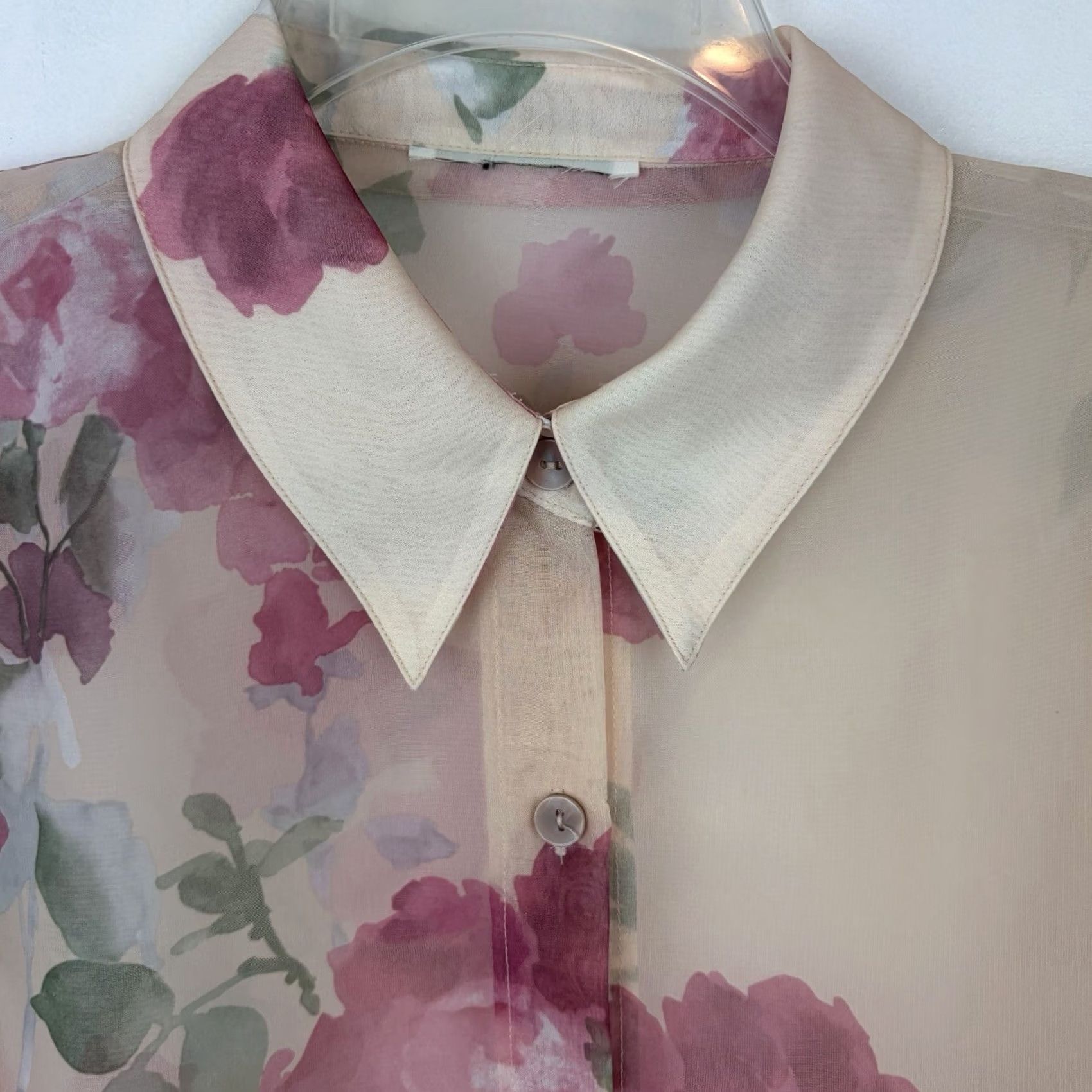 Vintage VINTAGE Boho Flowy Floral Sheer Chiffon Top Career Romantic Large Womens Size L / US 10 / IT 46 - 5 Thumbnail