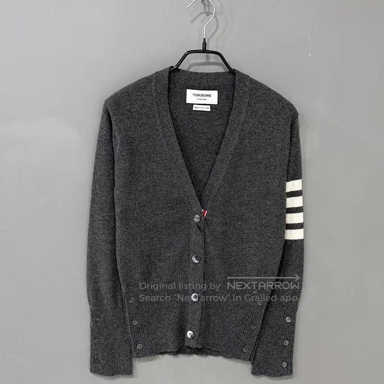 Thom Browne Thom Browne Deep Gray Cashmere Cardigan Size US XS / EU 42 / 0 - 1 Thumbnail