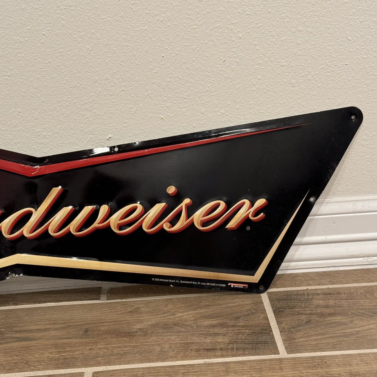 Budweiser × Vintage 2005 Budweiser Bowtie |31x10in| Beer Tin Bar Sign Man Cave Size ONE SIZE - 6 Thumbnail