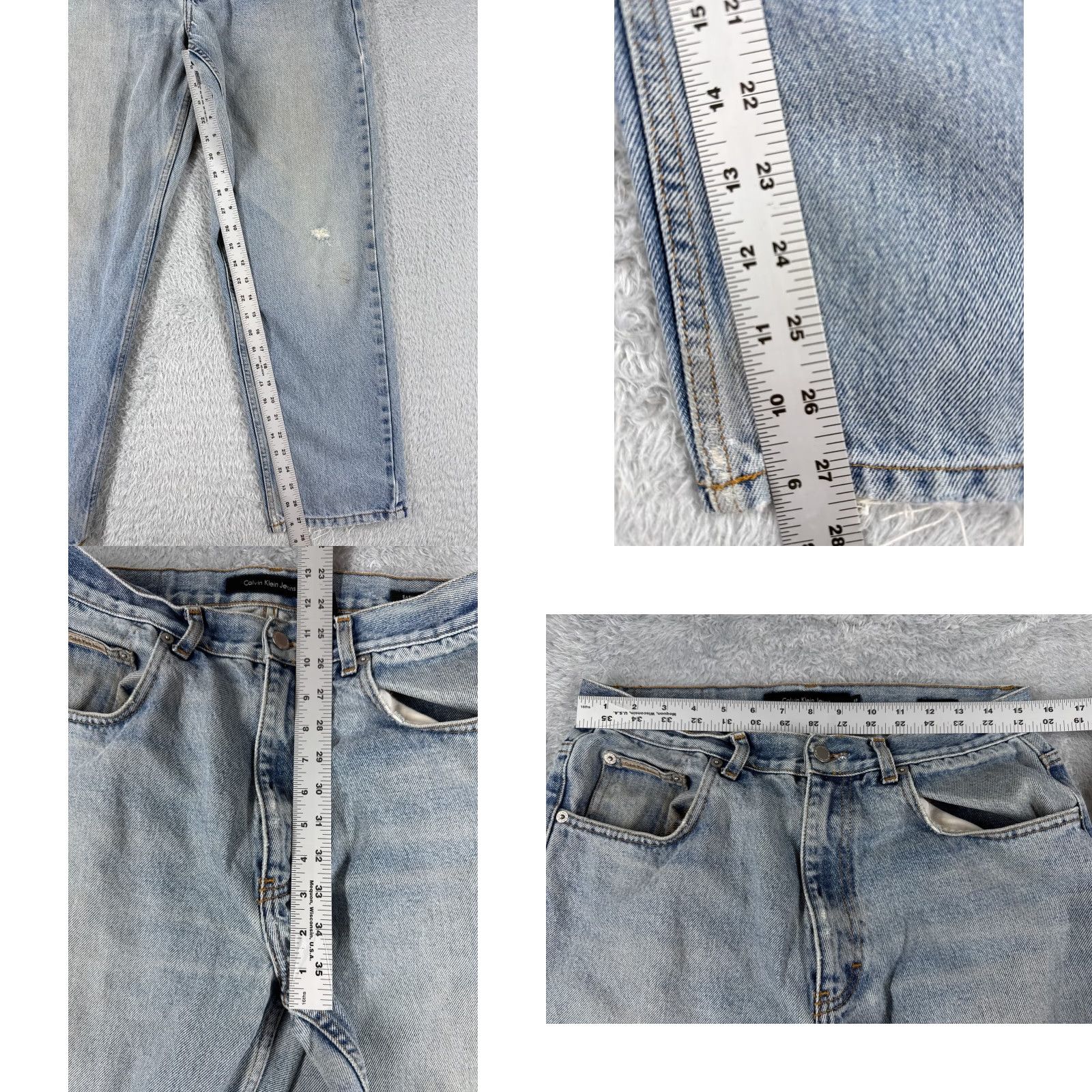 Calvin Klein VINTAGE Calvin Klein Jeans Adult 33 Blue Denim Straight Leg Cotton 32x28 Casual Mens Size US 33 - 8 Thumbnail