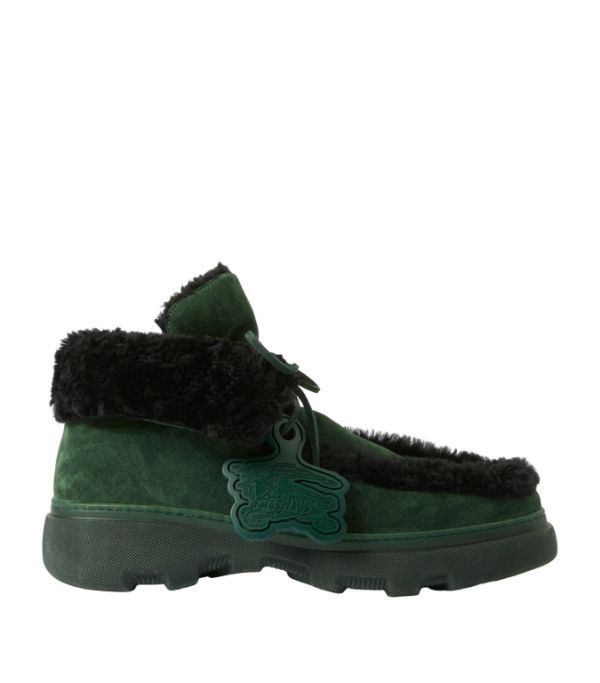 o1w1db10824 Suede-Shearling Creeper Boots in Green