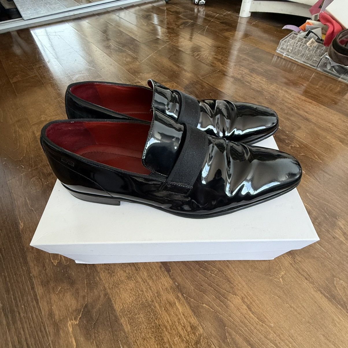 Hugo Boss Black Patent Leather Loafers