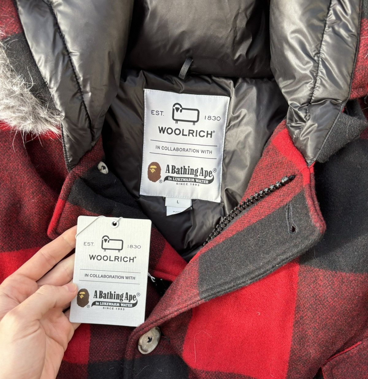 Bape × Woolrich Woolen Mills Bape x Woolrich Plaid Arctic Fur Parka - RARE Size US L / EU 52-54 / 3 - 4 Thumbnail