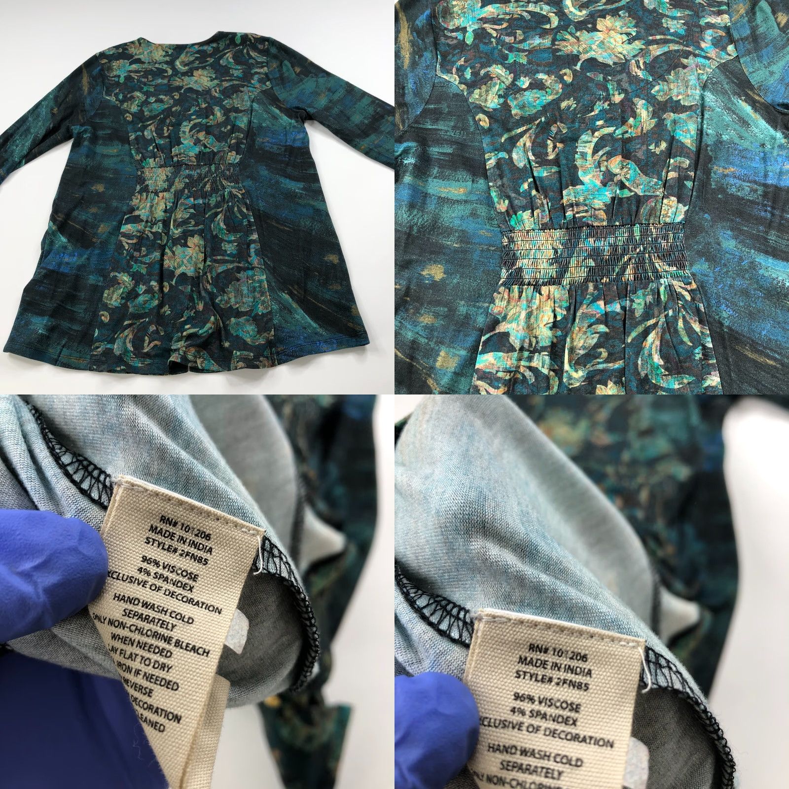 Soft Surroundings Soft Surroundings Blouse Shirt Tunic Womens M Green Beaded Button Top 2FN85 Del Bosque Starry Night Mint Fantasy Vintage: No Size M / US 6-8 / IT 42-44 - 8 Thumbnail
