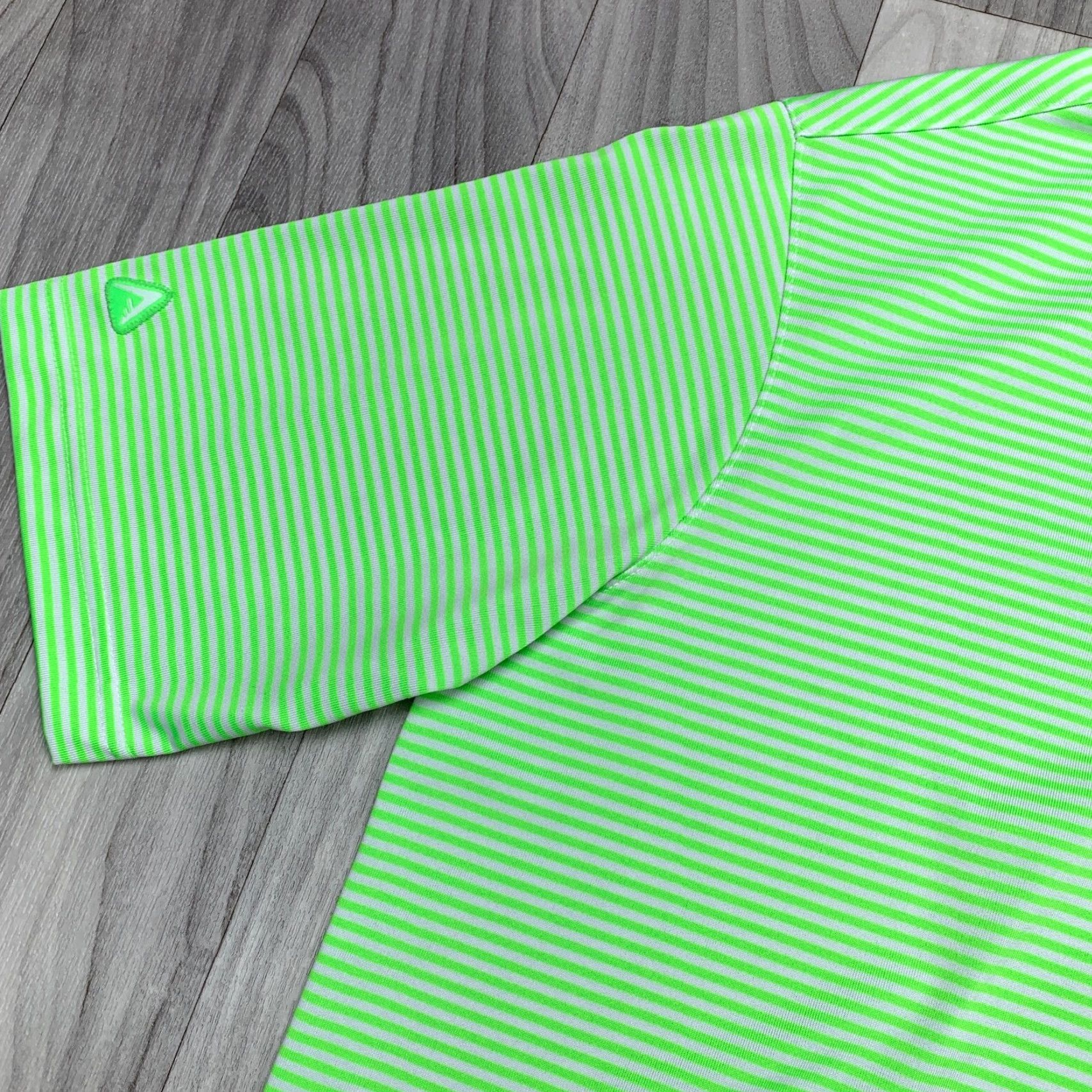 Vintage Antigua Polo Shirt Mens M Striped Neon Green Short Sleeve Button Collar Golf 90s? Size US M / EU 48-50 / 2 - 3 Thumbnail