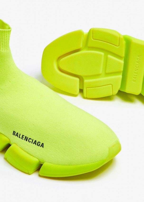 Balenciaga o1mt1gz0625 Speed 2.0 Recycled Knit Sneakers in Flou Yellow Size US 7 / IT 37 - 2 Thumbnail