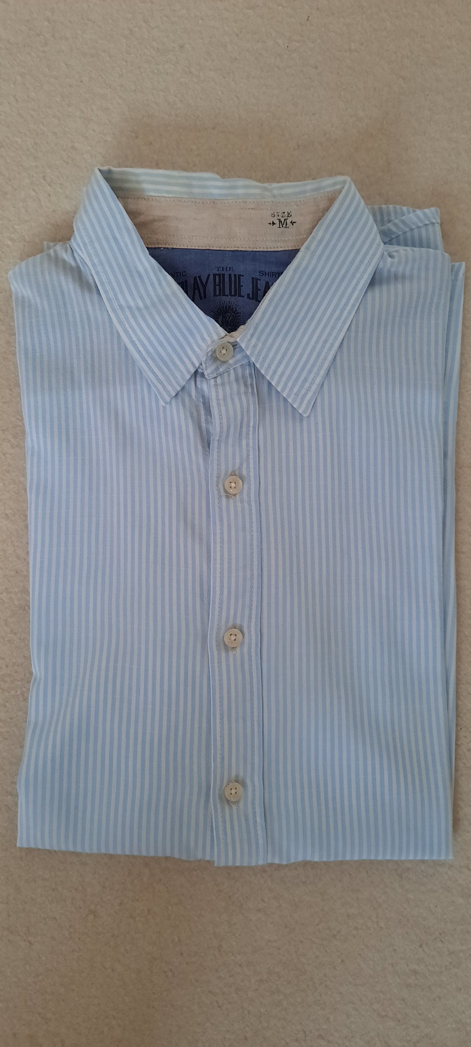 Replay REPLAY Men's Long-Sleeved Shirt, Blue and White Striped, M Size US M / EU 48-50 / 2 - 1 Thumbnail