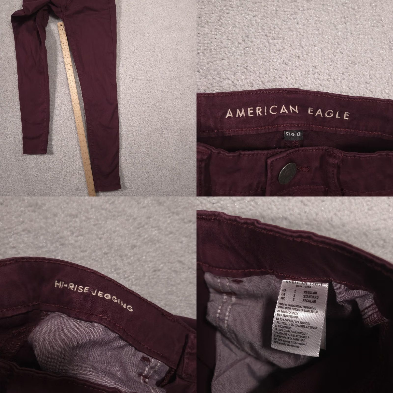 American Eagle Outfitters American Eagle Hi-Rise Jeans Womens 2 Red Dark Wash Skinny Stretch Denim Size 26" / US 2 / IT 38 - 8 Thumbnail