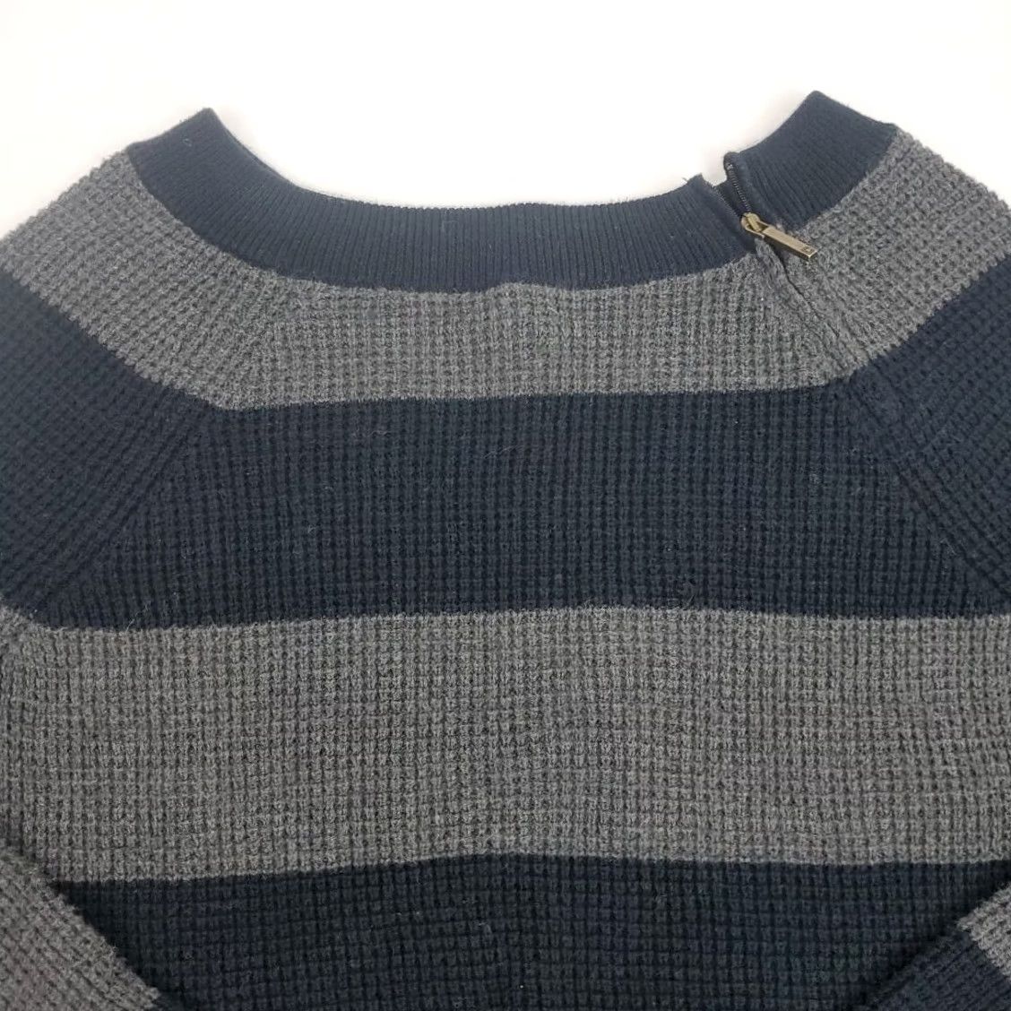 Chaps CHAPS Denim Knit Sweater Black Gray Stripe Shoulder Zip Women's M Pullover Knitted Striped Preppy American Vintage: No Size M / US 6-8 / IT 42-44 - 4 Thumbnail